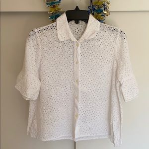 Madewell Eyelet Bell-Sleeve Shirt, White